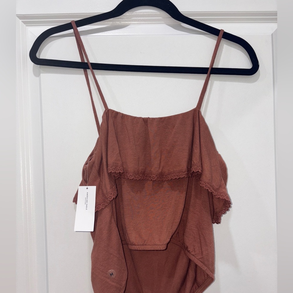American Eagle Terracotta Lace Trim and Ruffle Tank Top - Picture 4 of 4